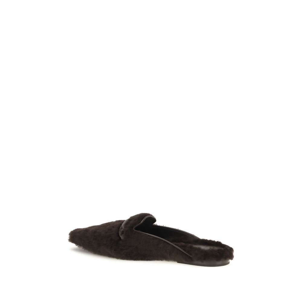 Brown Fur Ballet Flats