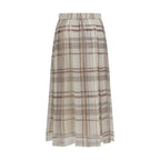 Beige Silk Midi Skirt