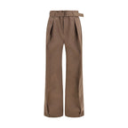 Brown Polyester Casual Pants