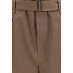 Brown Polyester Casual Pants