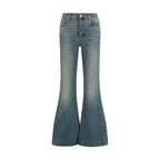 Blue Cotton Flared Jeans