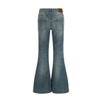 Blue Cotton Flared Jeans