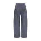 Blue Cotton High-Waisted Jean