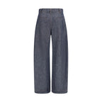 Blue Cotton High-Waisted Jean