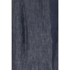 Blue Cotton High-Waisted Jean