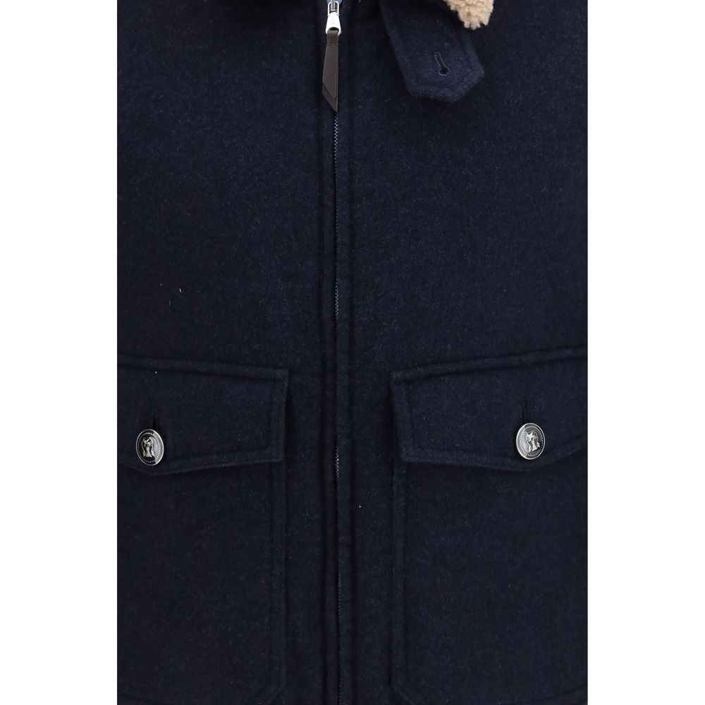 Blue Cashmere Full-Length Jacket