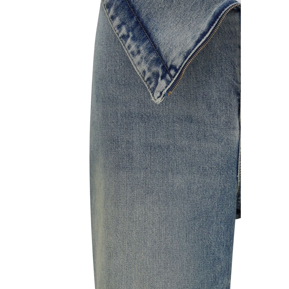 Blue Cotton Flared Jeans