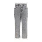 Gray Cotton Straight-Leg Jeans