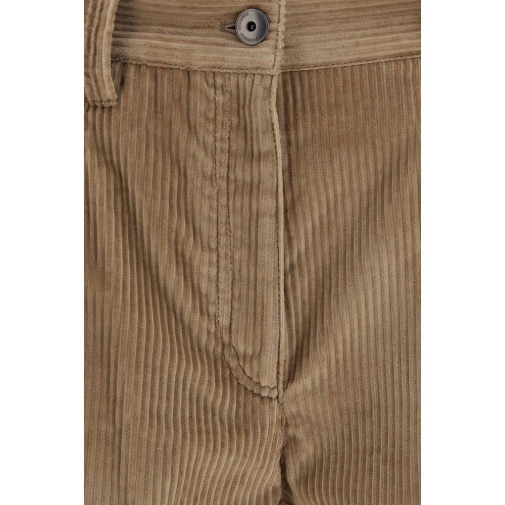 Brown Cotton Casual Pants