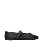 Black Leather Ballet Flats
