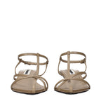 Beige Leather Flat Sandals