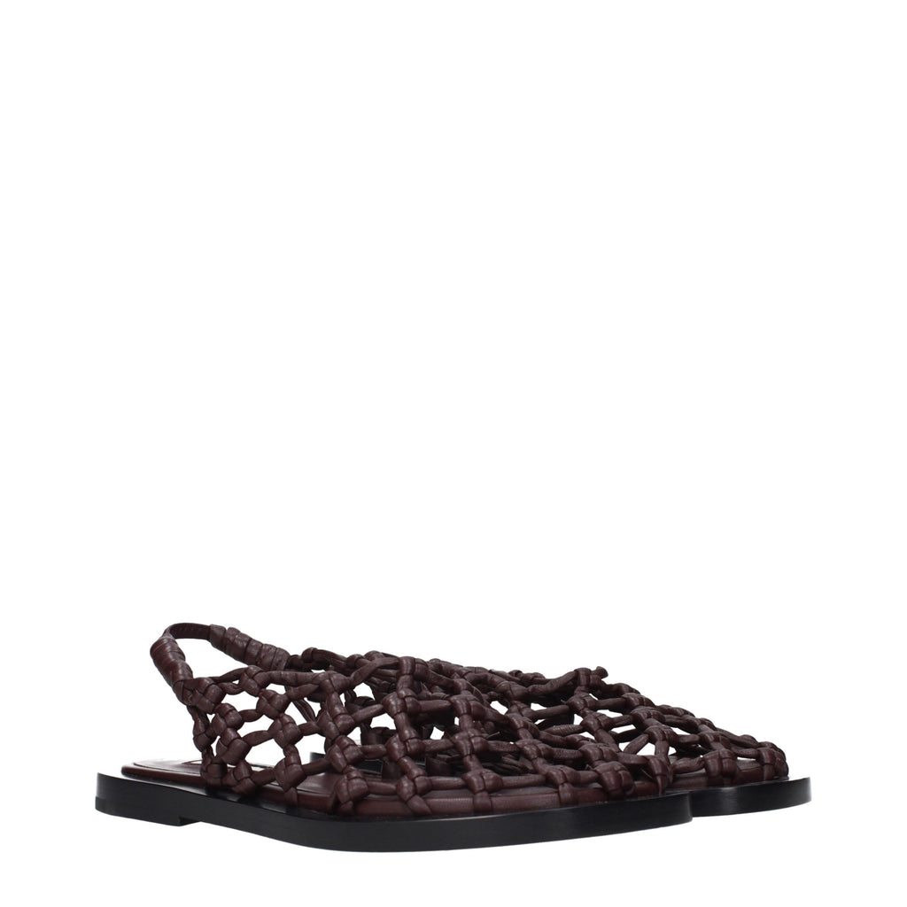 Brown Leather Flat Sandals