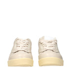 Beige Leather Low Top Sneakers