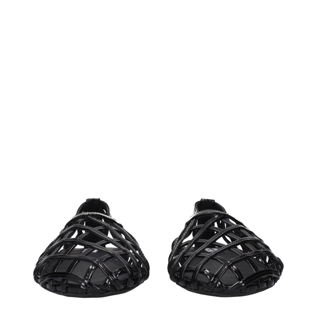Black Leather Ballet Flats
