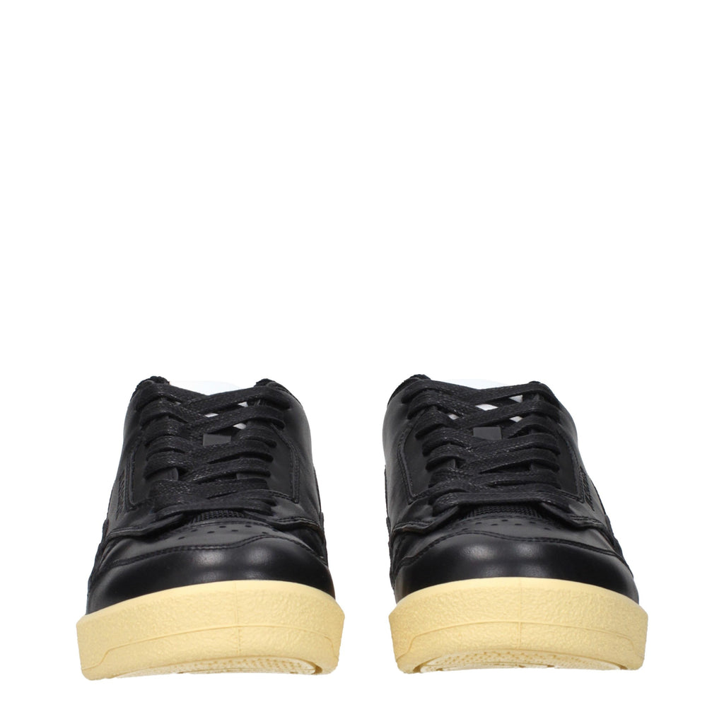 Black Leather Low Top Sneakers