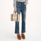 Beige Linen Tote Bag
