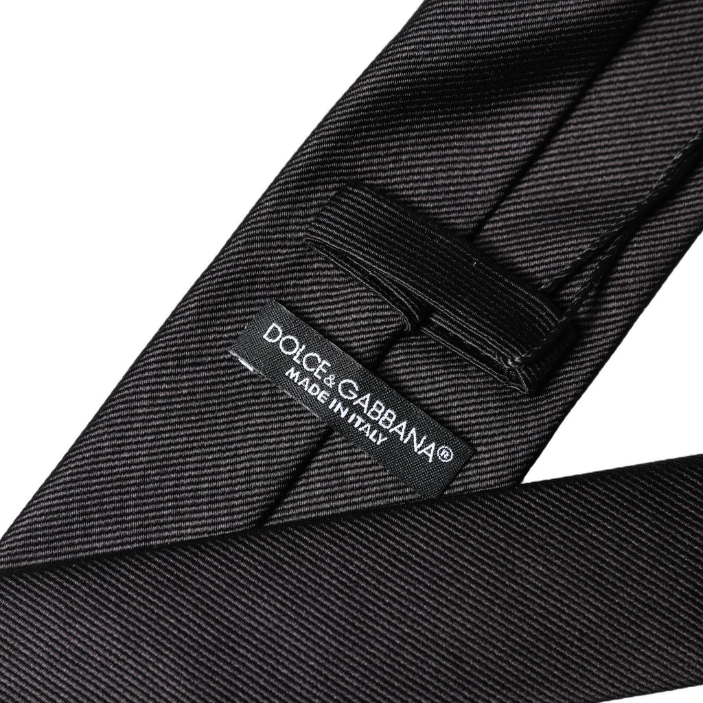 Black Solid 100% Silk Adjustable Men Tied Necktie Tie