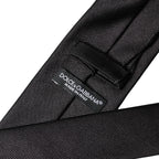 Black Solid 100% Silk Adjustable Men Tied Necktie Tie