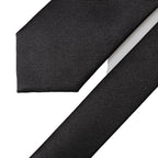 Black Solid 100% Silk Adjustable Men Tied Necktie Tie