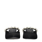 Black Satin Stiletto Heel Sandals