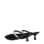 Black Satin Stiletto Heel Sandals