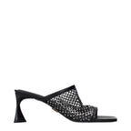 Black Leather Stiletto Heel Sandals