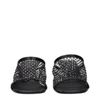Black Leather Stiletto Heel Sandals