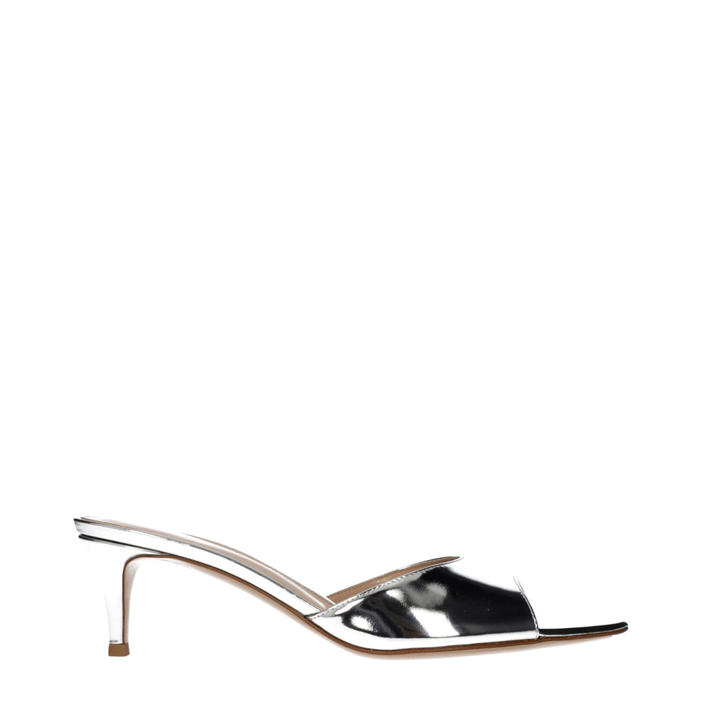 Gray Leather Platform Sandals