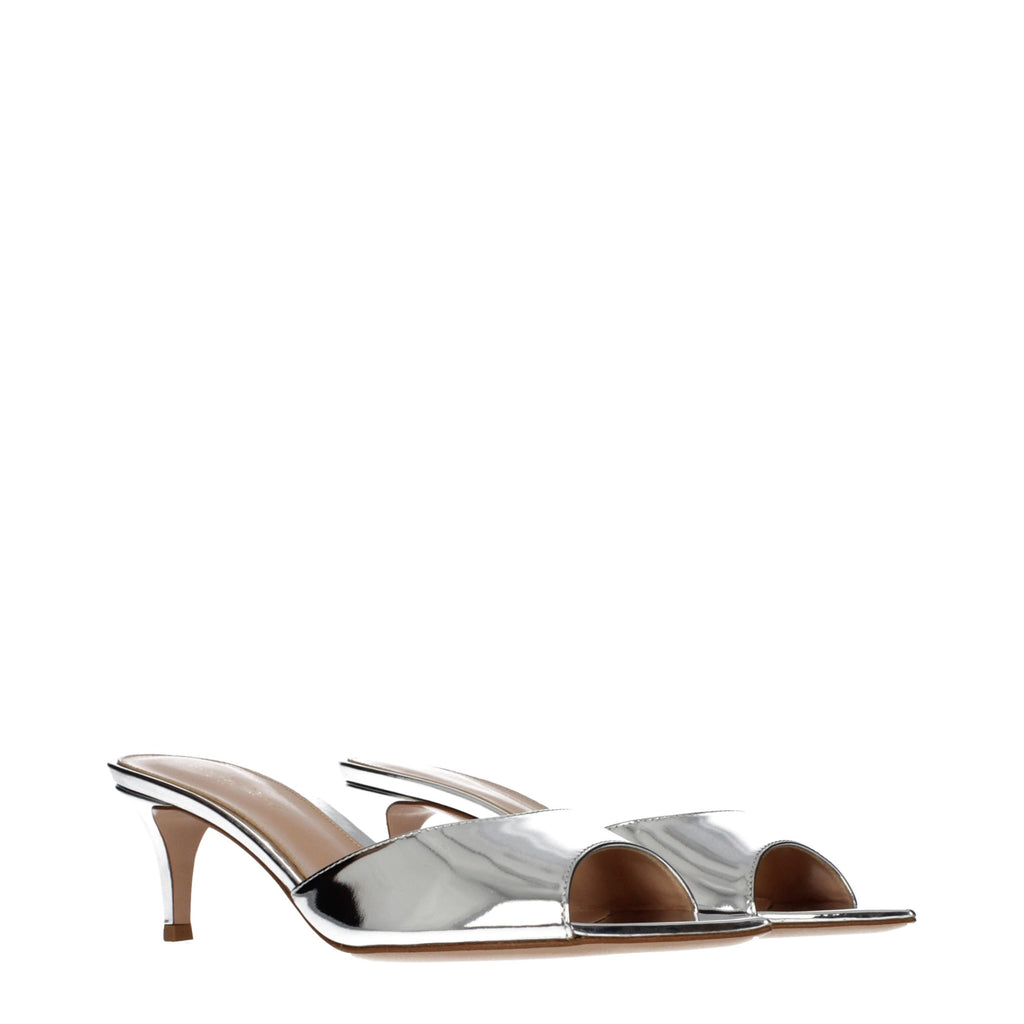 Gray Leather Platform Sandals
