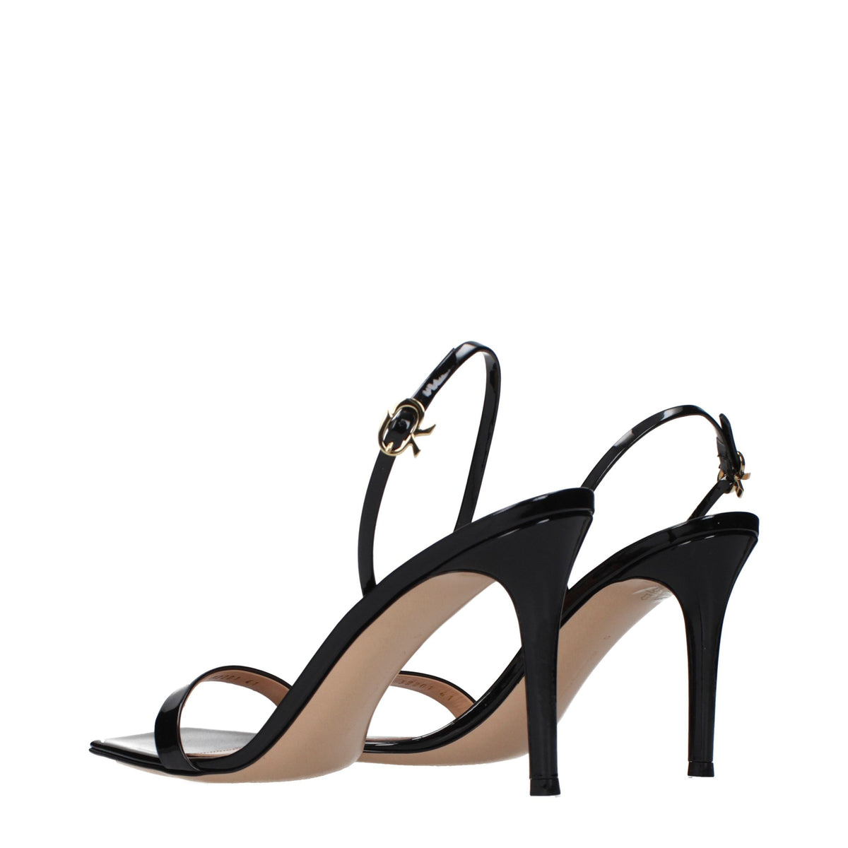 Black Leather Stiletto Heel Sandals