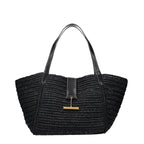 Black Raffia Shoulder Bag