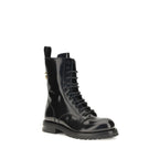 Black Calf Leather Bos Taurus Lace-Up Boots