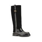 Black Calf Leather Bos Taurus Flat Boots