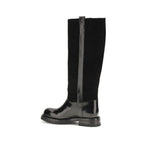 Black Calf Leather Bos Taurus Flat Boots