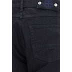 Black Cotton Straight-Leg Jeans