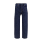 Blue Cotton Straight-Leg Jeans
