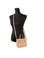 Coach Mini City Gingham Straw Tote Crossbody Bag