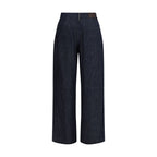 Blue Cotton Casual Pants