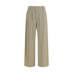 Beige Cotton Casual Pants
