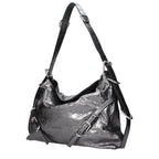 Gray Leather Shoulder Bag