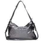 Gray Leather Shoulder Bag