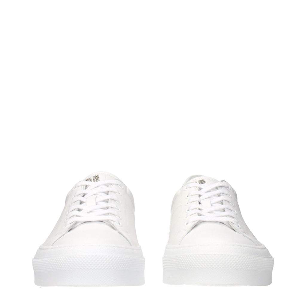 White Leather Low Top Sneakers