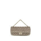 Gray Suede Leather Shoulder Bag