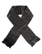 Black Satin Silk Fringed Lace Stole Scarf