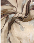 Men Beige Floral Linen Square Foulard Scarf