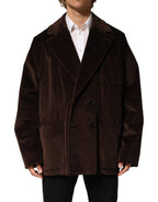 Brown Double Breasted Corduroy Blazer Jacket