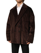 Brown Double Breasted Corduroy Blazer Jacket