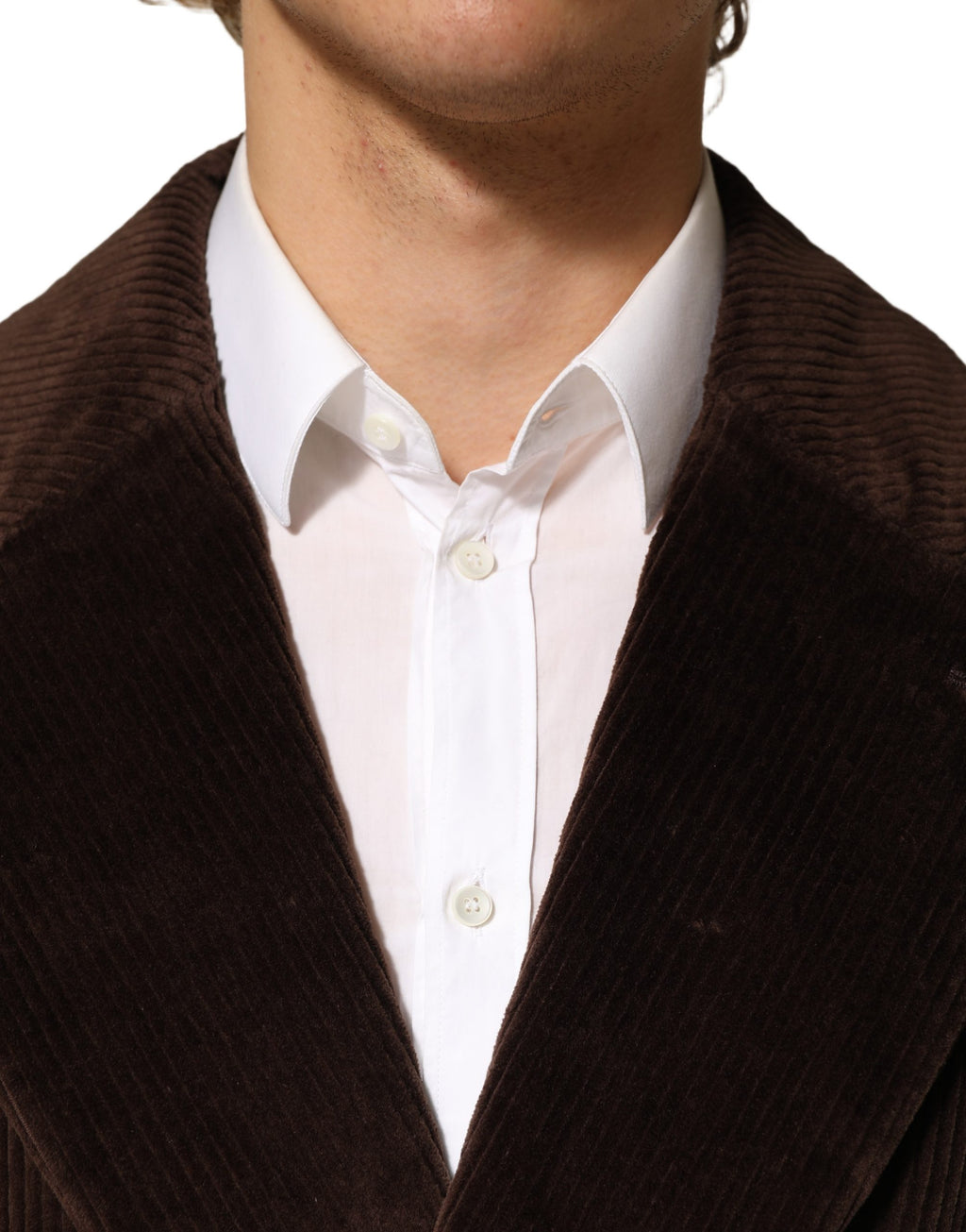 Brown Double Breasted Corduroy Blazer Jacket