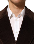 Brown Double Breasted Corduroy Blazer Jacket