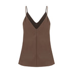Brown Silk Sleeveles T-Shirt